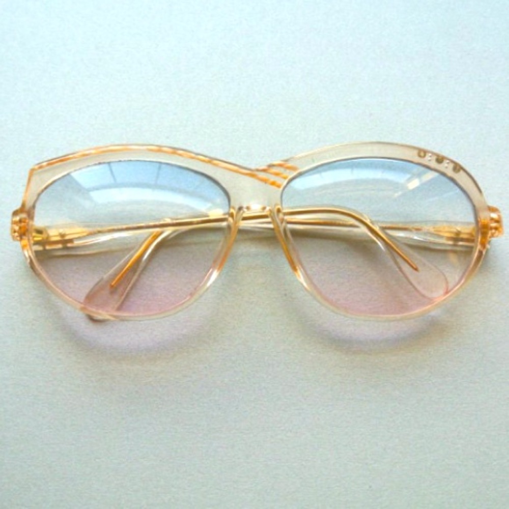 **Original 1980s Cazal Light Pink Acetate Frame w/ Blue & Pink Gradient Lens**